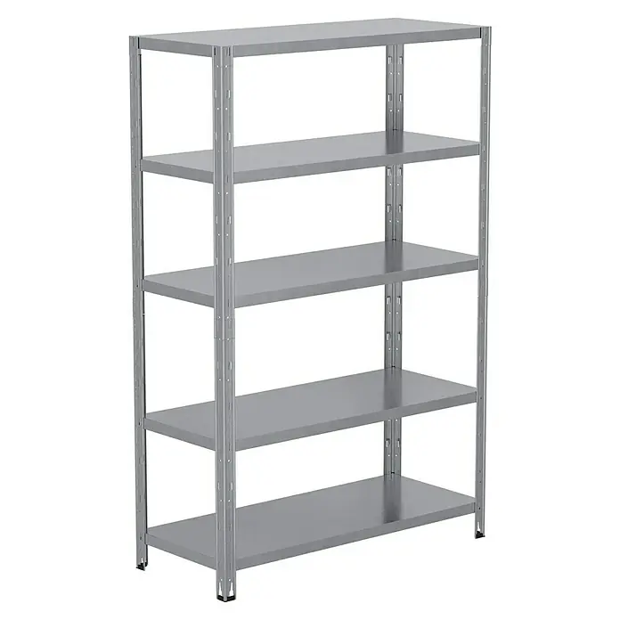 Regalux Schwerlastregal - H x B x T: 188 x 120 x 50 cm, Traglast pro Boden: 200 kg, Anzahl Böden: 5 Stk., Stecken, Silber - Metallregal mit fünf Regalböden. Ideal für Lagerung und Organisation in Werkstätten oder Lagerräumen. Robust und langlebig.