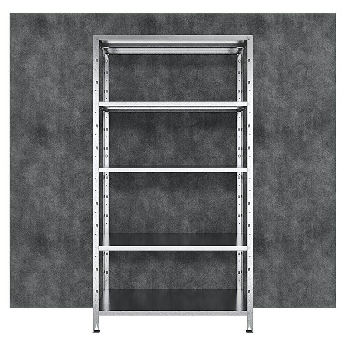 Regalux Metallregal (45 x 100 x 188 cm, Traglast: 65 kg/Boden, Silber)