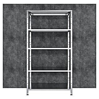 Regalux Metallregal (H x B x T: 188 x 100 x 45 cm, Traglast pro Boden: 65 kg, Anzahl Böden: 5 Stk., Stecken, Silber)