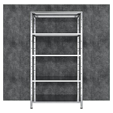 Regalux Metallregal (H x B x T: 188 x 100 x 45 cm, Traglast pro Boden: 65 kg, Anzahl Böden: 5 Stk., Stecken, Silber)
