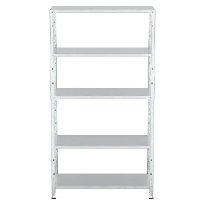 Regalux Metallregal - H x B x T: 188 x 100 x 45 cm, Traglast pro Boden: 65 kg, Anzahl Böden: 5 Stk., Stecken, Silber - Metallregal mit fünf Fachböden. Das robuste Regal eignet sich ideal für Lager und Werkstätten und bietet viel Stauraum.