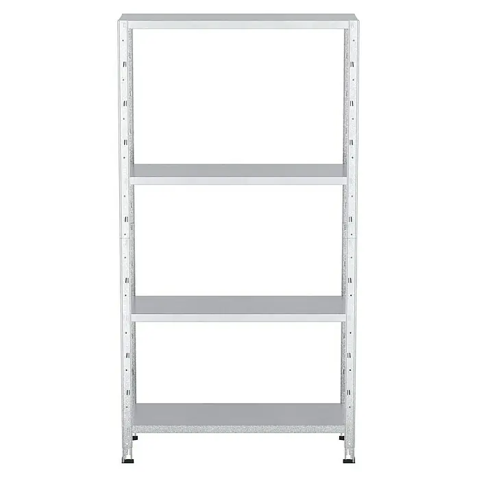 Regalux Metallregal - H x B x T: 160 x 84 x 30 cm, Traglast pro Boden: 40 kg, Anzahl Böden: 4 Stk., Stecken, Silber - Ein freistehendes Metallregal mit drei Ablagen, ideal für Lagerung und Organisation in verschiedenen Umgebungen. Robust und funktionell.
