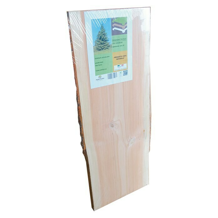 Tablero de madera maciza con corteza (100 cm x 38 cm x 30 mm