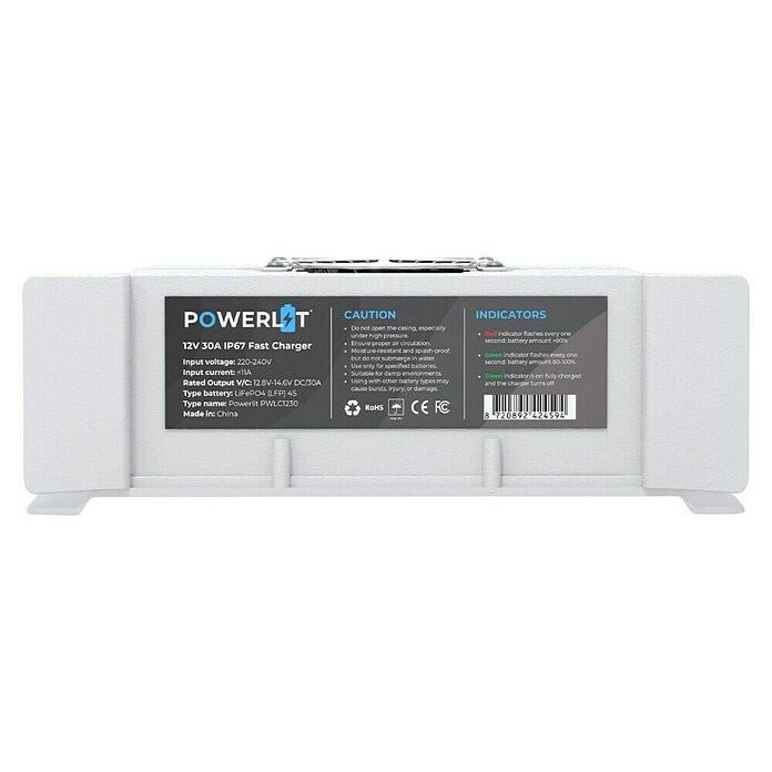 Powerlit Snellader LiFePO4 - 12V 30A - IP67 (Geschikt voor 12V LiFePO4 (LFP) Accu's) | BAUHAUS