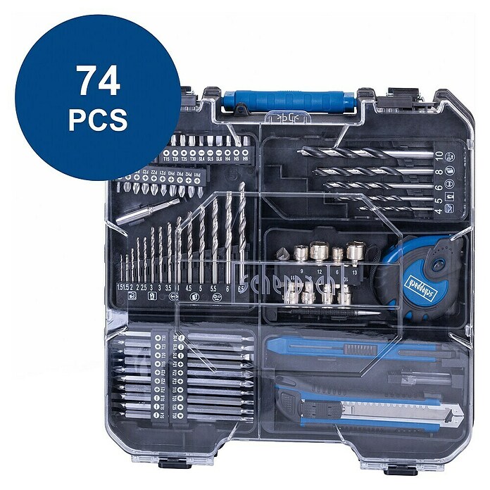 Scheppach IXES 20V Taladro atornillador de batería C-CDTB74/2-X (20 V, 2 baterías, 2 Ah, 50 Nm, 77 pzs.) | BAUHAUS