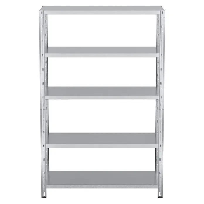Regalux Schwerlastregal - H x B x T: 188 x 120 x 50 cm, Traglast pro Boden: 200 kg, Anzahl Böden: 5 Stk., Stecken, Silber