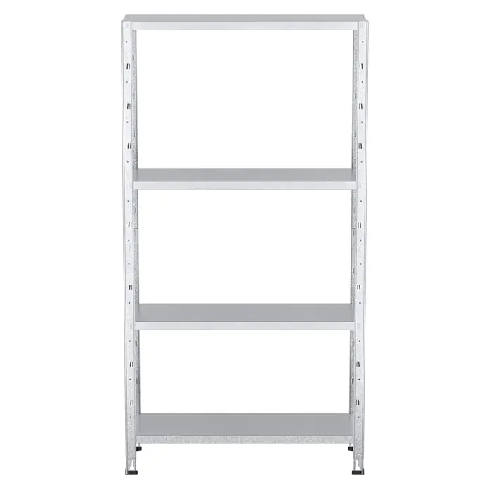 Regalux Metallregal - H x B x T: 160 x 84 x 30 cm, Traglast pro Boden: 40 kg, Anzahl Böden: 4 Stk., Stecken, Silber