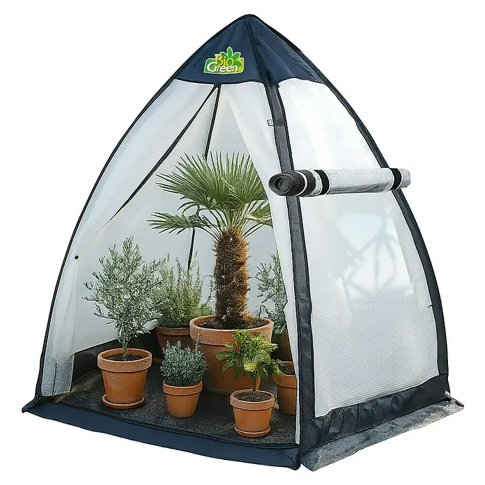 BioGreen Winterschutzzelt Tropical Island Breeze XL - Ø x H: 340 x 280 cm, Kunststoff - Bio Green Zimmergewächshaus mit Pflanzen. Ideal für Zimmerpflanzen, Kräuter & Gemüse, um sie vor Kälte zu schützen und eine höhere Luftfeuchtigkeit zu gewährleisten.