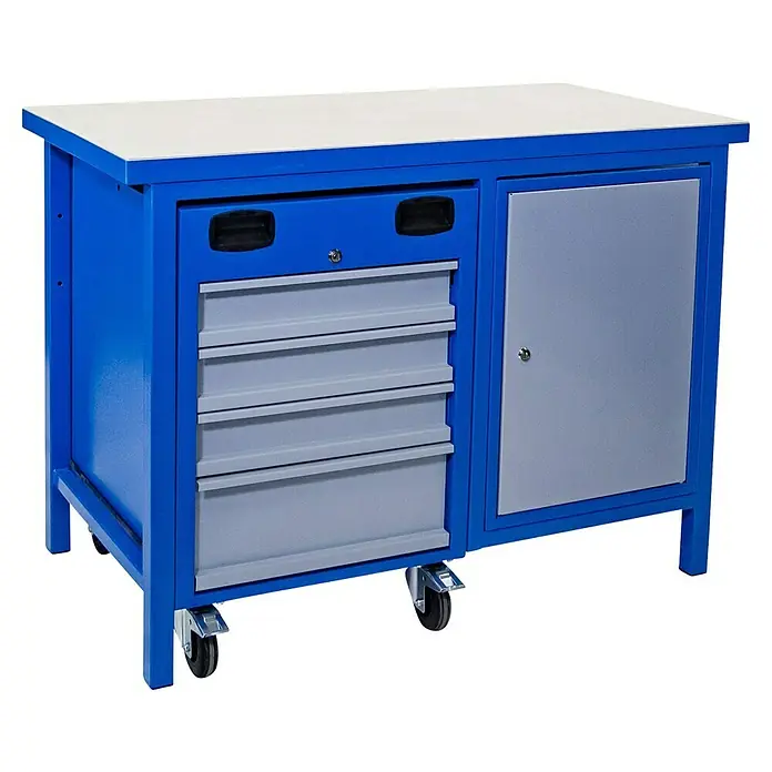 Güde Werkbank 2300 SLT Multi - L x B x H: 60 x 119 x 85 cm, Anzahl Schubladen: 4 Stk. - Werkbank mit Schubladen und Schrank, ideal für Werkstätten. Die robuste Konstruktion bietet viel Stauraum.