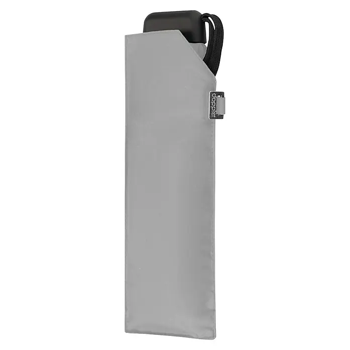 Doppler Taschenschirm Carbonsteel - Shady Grey, Durchmesser Bespannung: 90 cm, Länge: 23 cm - Grauer Doppler-Taschenschirm im geschlossenen Zustand. Kompakt, stilvoll und bereit für regnerische Tage. Ideal für unterwegs.