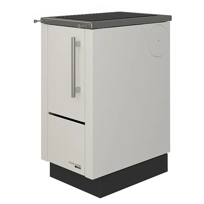 Haas+Sohn Küchenherd HS 40 - L x B x H: 60 x 40 x 85,2 cm, 5 kW, Weiß - Das Bild zeigt einen Haas+Sohn Küchenherd in Weiß, der ein modernes und funktionales Design aufweist. Ideal für gemütliche Küchen und effizientes Kochen.