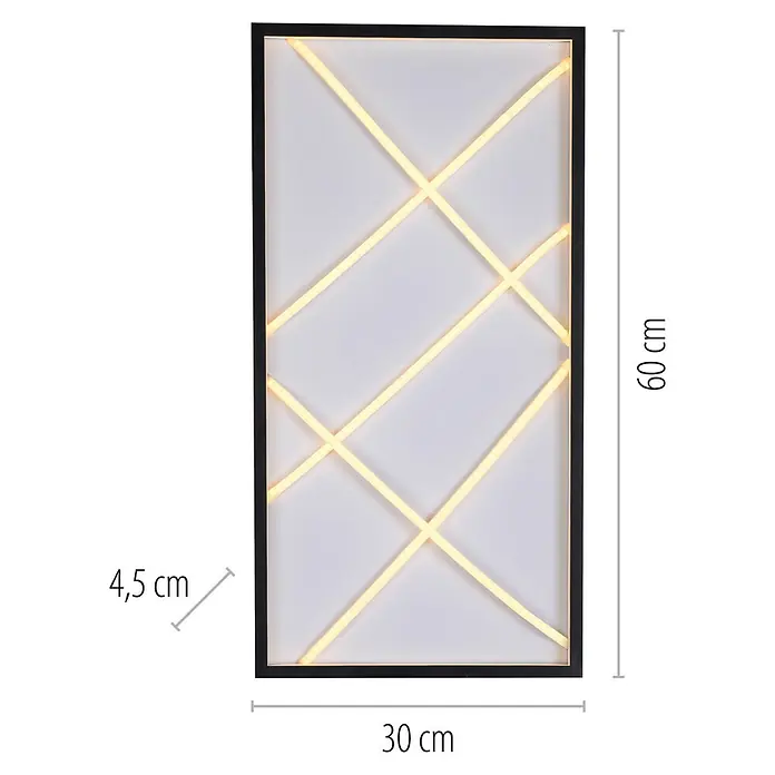 Just Light LED-Deckenleuchte Mikado - 36 W, L x B x H: 120 x 42 x 7 cm, Schwarz, Warmweiß - Eine moderne LED-Wandleuchte in Schwarz mit einem geometrischen Muster und warmweißem Licht für eine stimmungsvolle Beleuchtung.