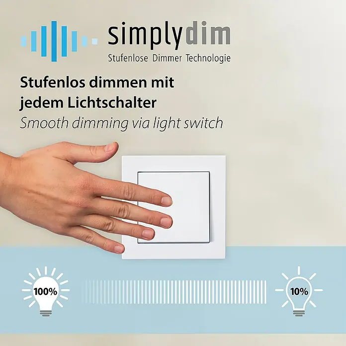Just Light LED-Deckenleuchte rund Korsa - 12,5 W, Silebr, Warmweiß - Produktbild für Simplydim: Stufenloses Dimmen mit jedem Lichtschalter, eine innovative Technologie für sanftes Dimmen.