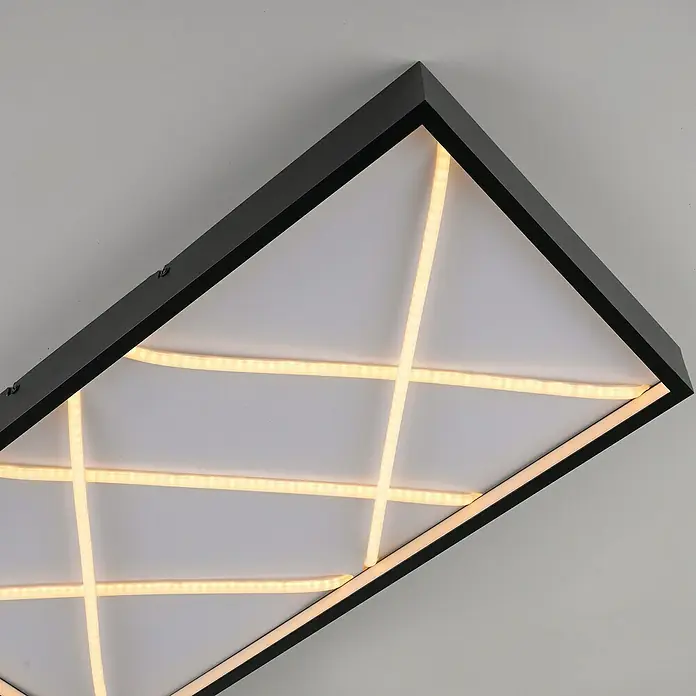 Just Light LED-Deckenleuchte Mikado - 36 W, L x B x H: 120 x 42 x 7 cm, Schwarz, Warmweiß - Moderne LED-Deckenleuchte mit schwarzem Rahmen und geometrischem Design für stilvolle Beleuchtung.