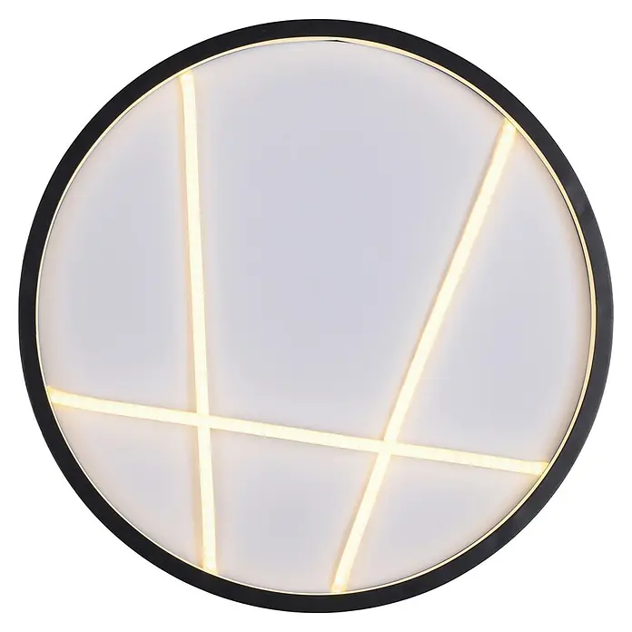 Just Light LED-Deckenleuchte rund Mikado - 33 W, Ø x H: 40 x 4,5 cm, Schwarz - Elegante LED-Deckenleuchte mit modernem Design. Die Leuchte besticht durch ihre schlichte Form und die integrierten LED-Streifen.