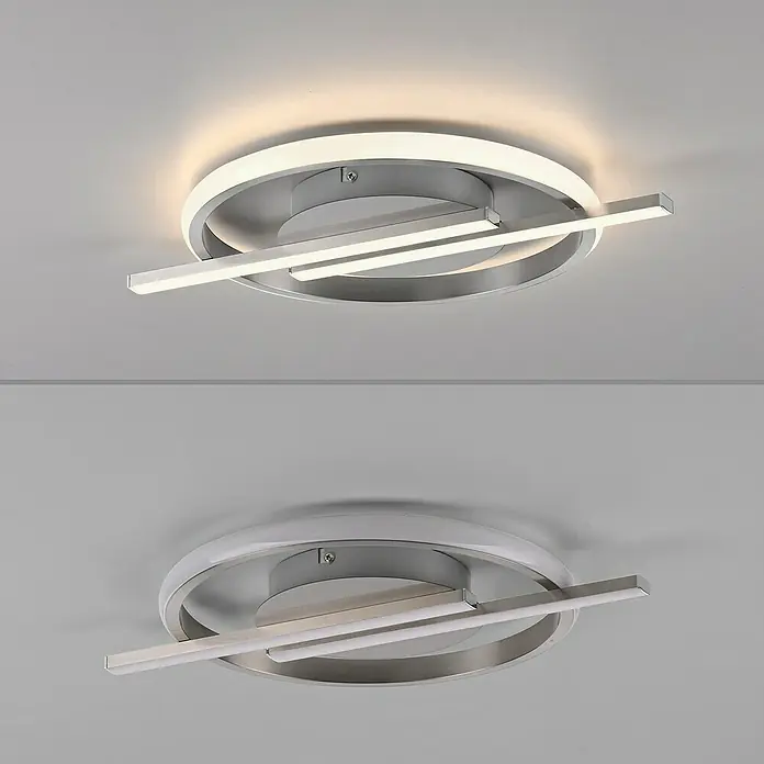Just Light LED-Deckenleuchte rund Korsa - 12,5 W, Silebr, Warmweiß - Moderne Deckenleuchte mit kreisförmigem Design und LED-Leuchten, die ein helles und stilvolles Ambiente schaffen.