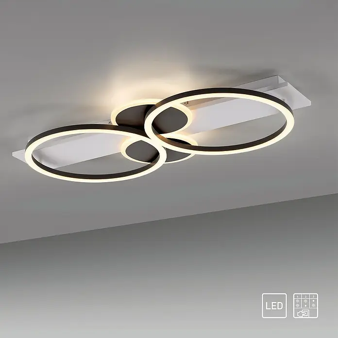 Just Light LED-Deckenleuchte Trooper - 25 W, Schwarz, Warmweiß - Moderne LED-Deckenleuchte mit elegantem Design, ideal für stilvolle Beleuchtung im Wohnbereich.