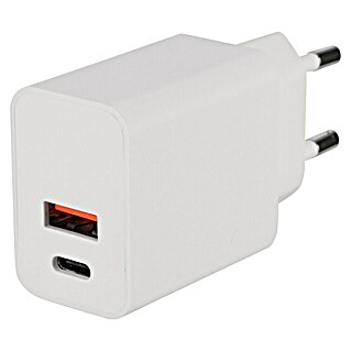 Q-Link Stopcontactinzet met USB 1x USB-A en 1x USB-C (Wit)