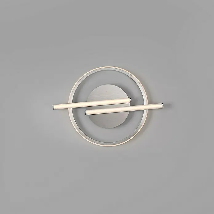 Just Light LED-Deckenleuchte rund Korsa - 12,5 W, Silebr, Warmweiß - Modernes Wandlicht mit einem runden Design und zwei horizontalen Leuchtstoffröhren. Elegante Beleuchtung für ein stilvolles Ambiente.