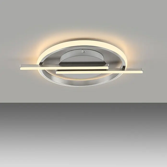 Just Light LED-Deckenleuchte rund Korsa - 12,5 W, Silebr, Warmweiß - Moderne Deckenleuchte mit kreisförmigem Design und LED-Beleuchtung für eine stilvolle Atmosphäre im Raum.