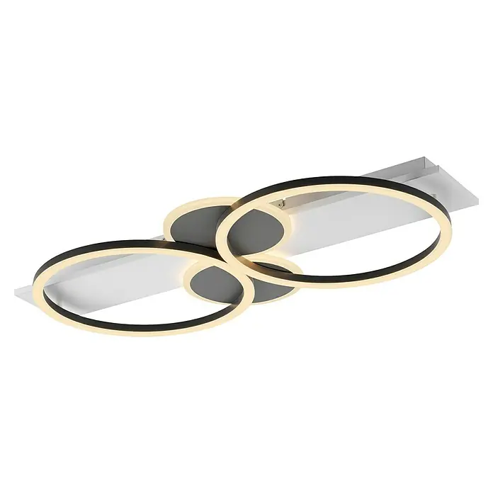 Just Light LED-Deckenleuchte Trooper - 25 W, Schwarz, Warmweiß - Moderne Deckenleuchte mit drei überlappenden Kreisen, die ein elegantes und stilvolles Ambiente erzeugen. Zeitgemäßes Design für Ihr Zuhause.