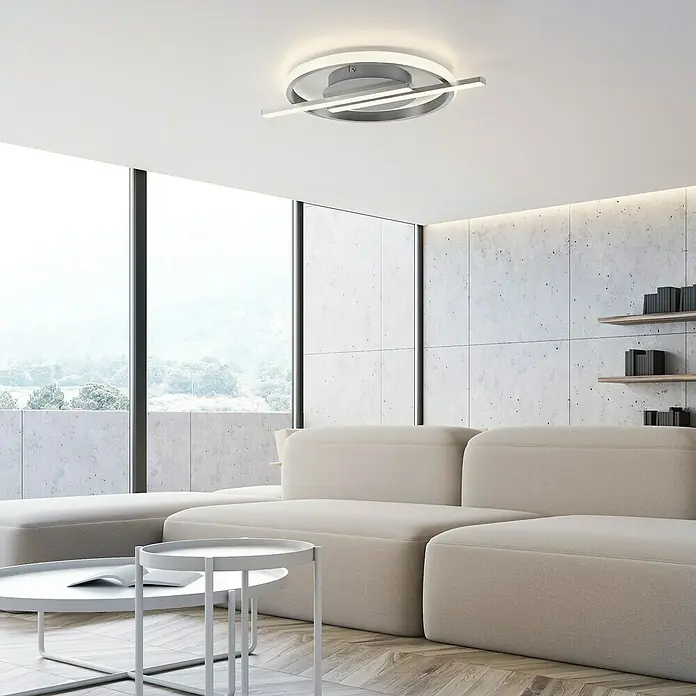 Just Light LED-Deckenleuchte rund Korsa - 12,5 W, Silebr, Warmweiß - Moderne Deckenleuchte mit kreisförmigem Design und integrierter LED-Beleuchtung, die jeden Raum aufwertet. Elegante Beleuchtung für Ihr Zuhause.