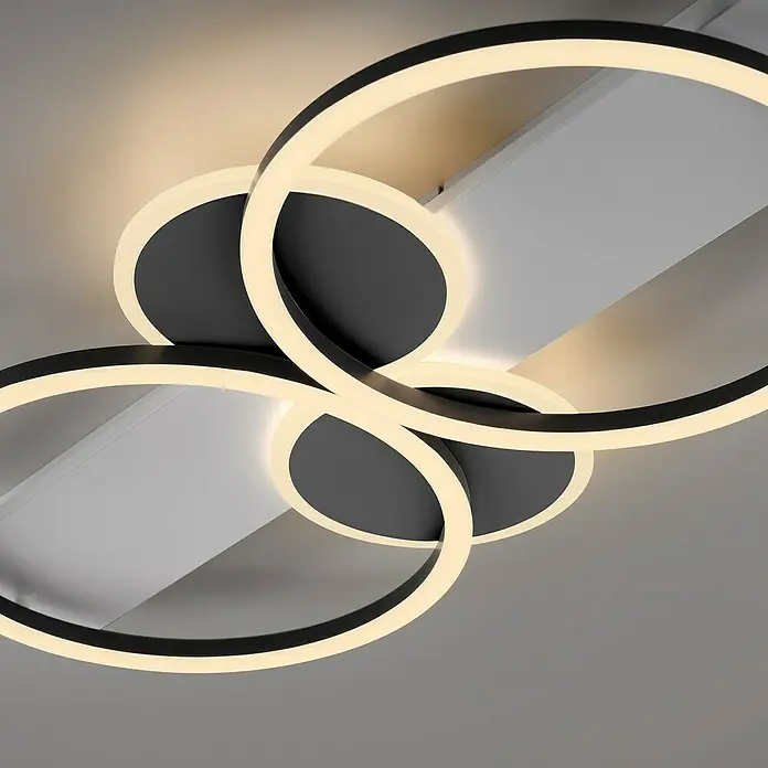 Just Light LED-Deckenleuchte Trooper - 25 W, Schwarz, Warmweiß - Moderne Deckenleuchte mit kreisförmigem Design und LED-Beleuchtung für stilvolle Innenräume.