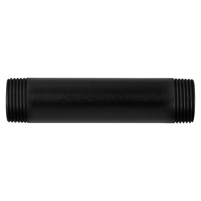 Walteco Rusticline Rohr Tube - Länge: 100 mm, Stahl, Schwarz - Schwarzes Rohrnippel-Produktbild. Ideal für Sanitär- und Heizungsinstallationen. Robuste Ausführung mit Gewindeenden für einfache Montage.
