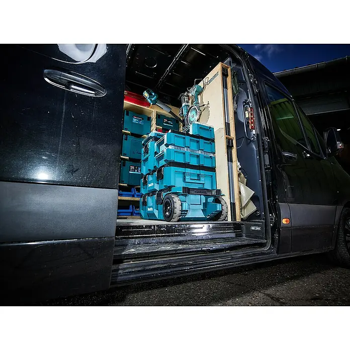 Makita Organizer Maktrak Flach L - L x B x H: 59,6 x 38,7 x 8,5 cm, Anzahl Fächer: 11 Stk. - Makita Werkzeugkoffer im Transporter. Das perfekte System zur Aufbewahrung & zum Transport von Werkzeugen und Zubehör. Robust und stapelbar.