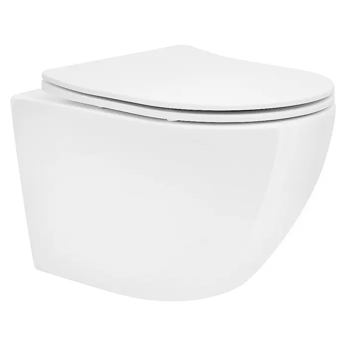 LuxeBath Wand-WC - Spülrandlos, Spülform: Tief, WC Abgang: Waagerecht, Weiß - Elegante, wandhängende Toilette in Weiß. Ein modernes Design für jedes Badezimmer, das Stil und Funktionalität vereint.