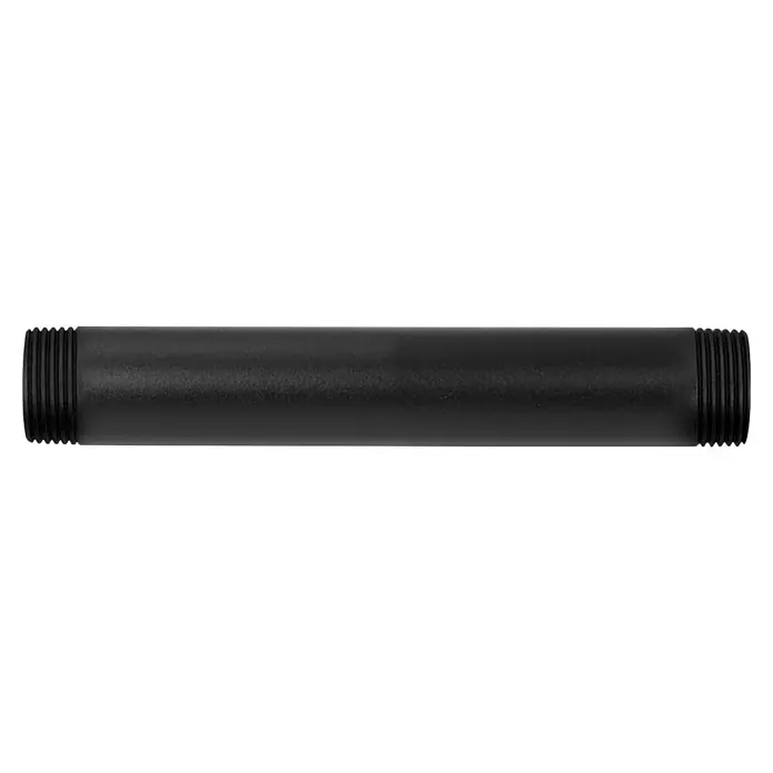 Walteco Rusticline Rohr Tube - Länge: 80 mm, Stahl, Schwarz - Schwarzes Rohrnippel-Produkt mit Gewinden an beiden Enden, geeignet für verschiedene Sanitär- und Installationsanwendungen.