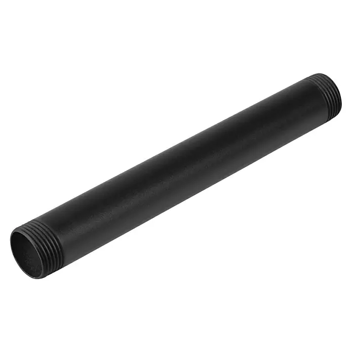Walteco Rusticline Rohr Tube - Länge: 200 mm, Stahl, Schwarz - Schwarzes Verlängerungsrohr mit Gewindeenden, ideal für Lampen und andere Befestigungen. Es sorgt für sicheren Halt und eine stilvolle Optik.