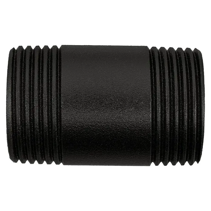 Walteco Rusticline Rohr Tube - Länge: 40 mm, Stahl, Schwarz - Schwarzes Rohrnippel aus Metall mit Gewindeenden und glatter Oberfläche in der Mitte. Robust und langlebig für verschiedene Anwendungen.