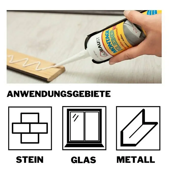 DuBaust Montagekleber Montagekleber - 445 g, Kartusche - Montagekleber in Anwendung, geeignet für Stein, Glas und Metall. Vielseitiger Klebstoff für diverse Materialien.