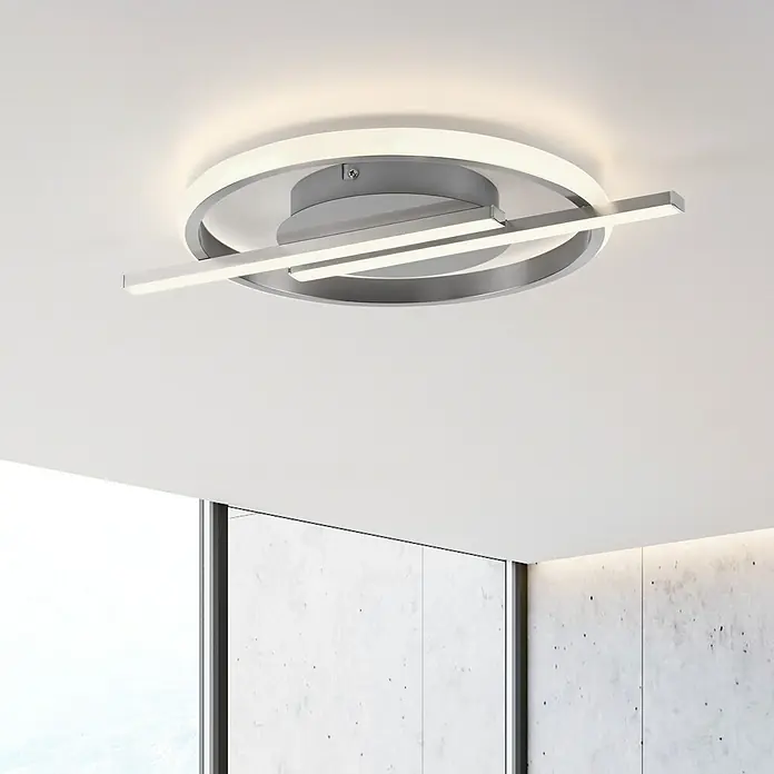 Just Light LED-Deckenleuchte rund Korsa - 12,5 W, Silebr, Warmweiß - Moderne Deckenleuchte mit kreisförmigem Design und LED-Beleuchtung. Elegante Beleuchtungslösung für ein stilvolles Ambiente im Raum.