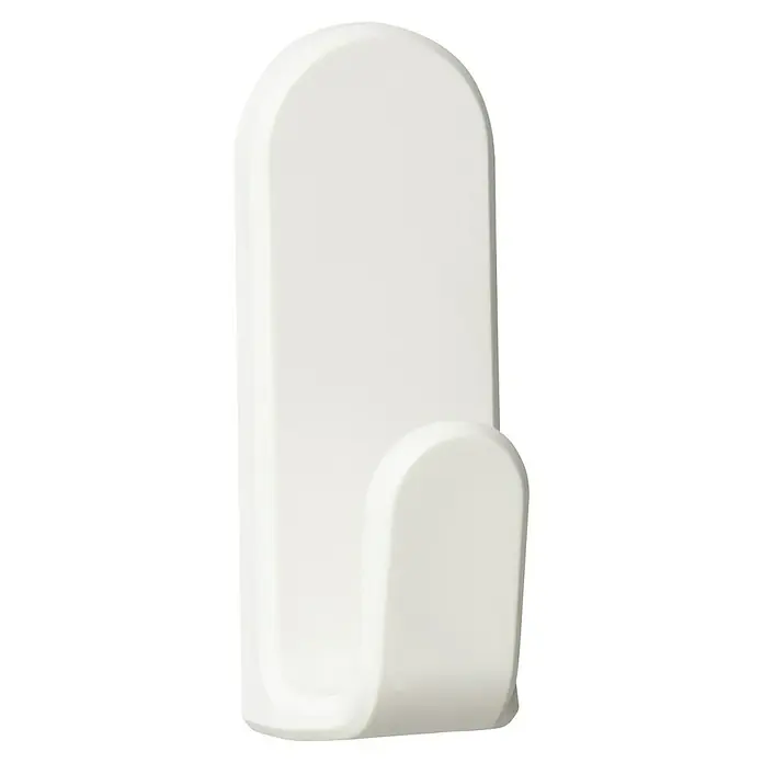 Inofix Colgador adhesivo Taga - Blanco - Primer plano de un gancho de pared blanco y redondeado, ideal para organizar diversos objetos.