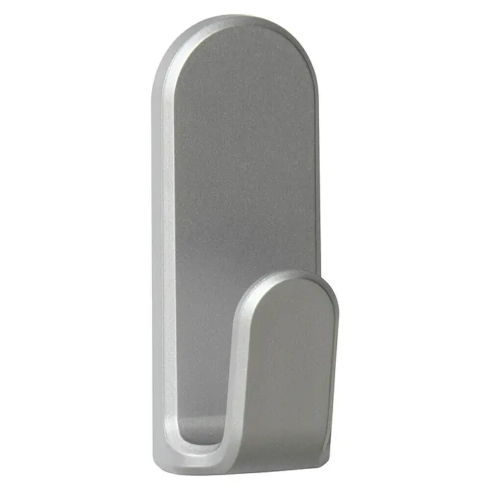 Inofix Colgador adhesivo Taga - Cromo - Primer plano de un colgador de pared plateado y moderno, perfecto para baño o cocina, que combina funcionalidad con diseño minimalista.