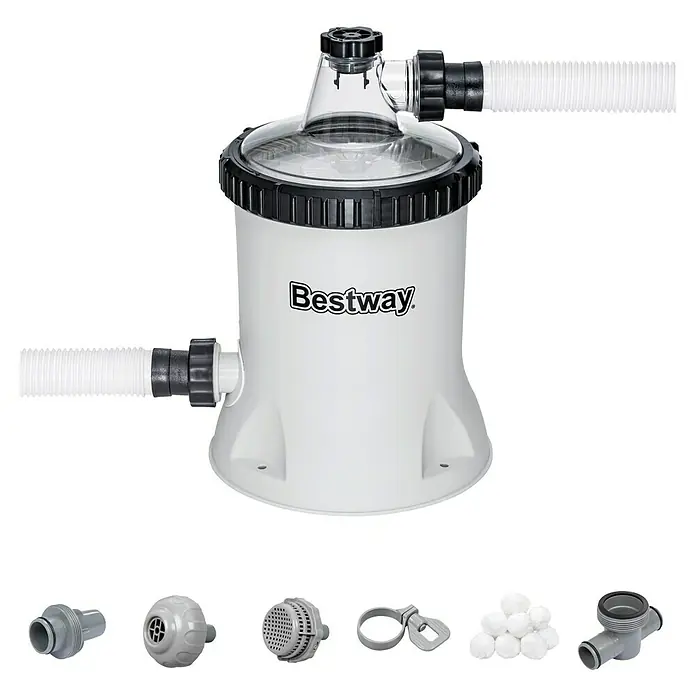 Bestway Filterpumpe - Ø x H: 27,2 x 42,1 cm, Filterleistung: 5.678 l/h - Bestway Flowclear Filteranlage für sauberes Poolwasser mit Anschlüssen und Zubehör für eine einfache Installation und Wartung.