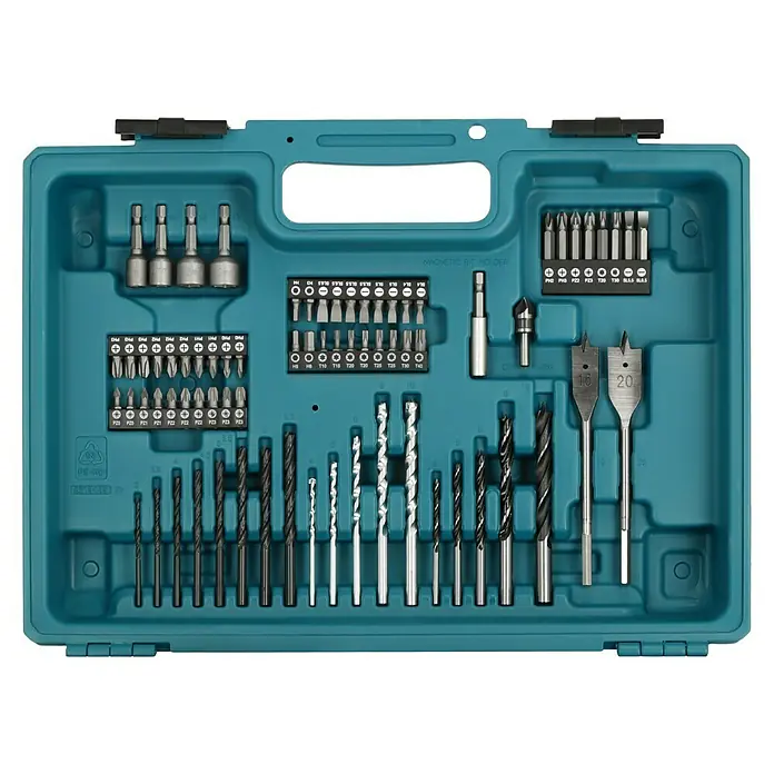 Makita LXT 18V Akku-Schlagbohrschrauber DHP490RFX3 - 18 V, 2 Akkus - Werkzeugkasten mit Bohrern und Bits.