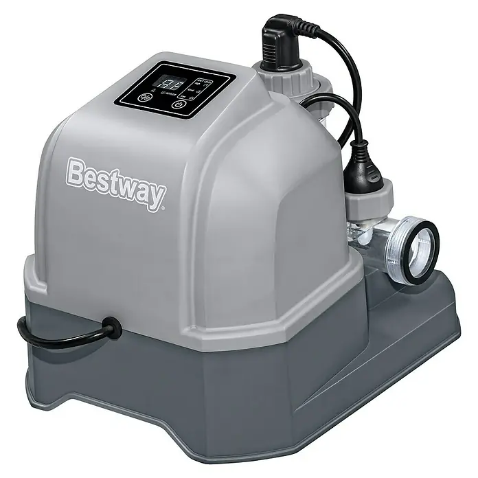Bestway Salzwassersystem Hydrogenic - Passend für: Filtersysteme ab 1.249 l/h Leistung, Benötigte Start-Salzmenge: 3 g/l - Bestway Flowclear Sandfilteranlage für sauberes Poolwasser. Einfache Bedienung und effektive Filterung für ungetrübten Badespaß.