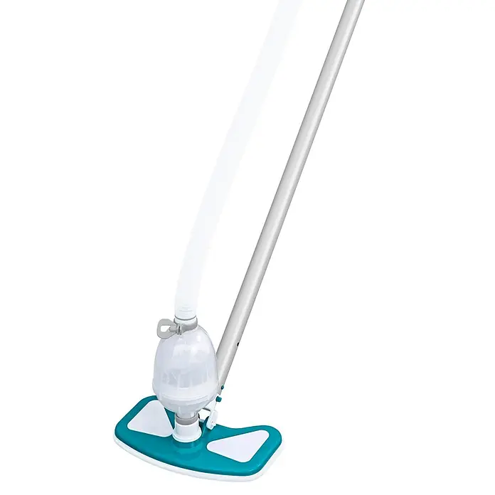 Bestway Reinigungs-Set AquaClean™ Deluxe - 4 -tlg. - Das Bild zeigt einen Poolsauger mit Teleskopstange und durchsichtigem Auffangbehälter, ideal zur Reinigung Ihres Pools.