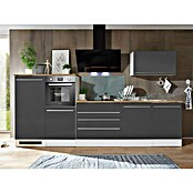Respekta Premium Composición de cocina (Ancho: 320 cm, Con dispositivos eléctricos, Gris de alto brillo)