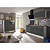 Respekta Premium Composición de cocina (Ancho: 290 cm, Con dispositivos eléctricos, Gris de alto brillo)