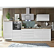 Respekta Premium Composición de cocina (Ancho: 320 cm, Con dispositivos eléctricos, Blanco de alto brillo)