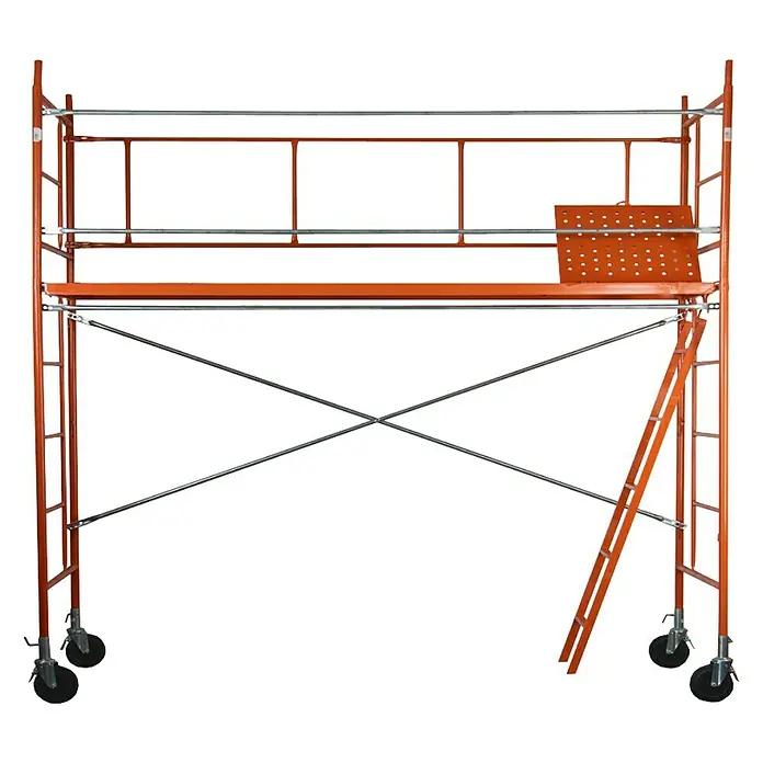Altrad Marco vertical GS80001.F - An x Al: 100 x 200 cm - Andamio móvil naranja con ruedas, escalera y plataforma para trabajos en altura.