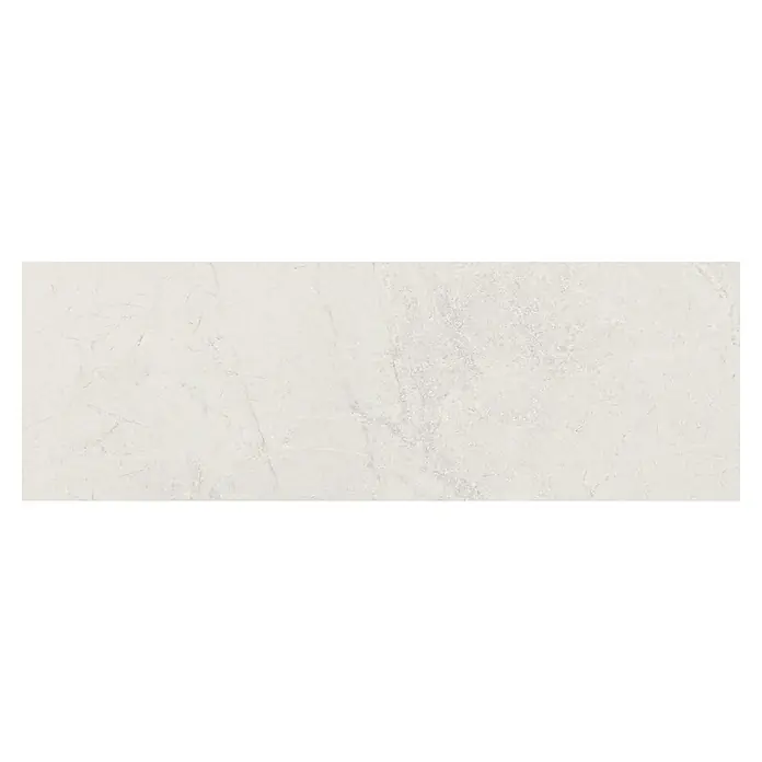 Wandfliese Lorena - 40 x 120 cm, Perla, Matt - Nahaufnahme einer hellen Marmorfliese mit subtilen Maserungen und einer leicht strukturierten Oberfläche, ideal für elegante Innenräume.