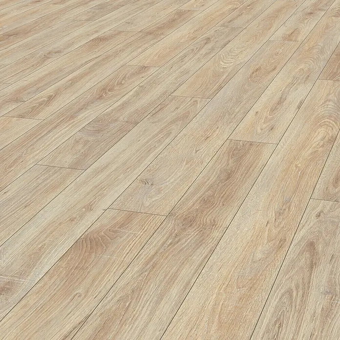 LOGOCLIC Silentos Laminat - Eiche Mira, Landhausdiele, 1.288 x 195 x 9 mm - Nahaufnahme eines Holzlaminatbodens.