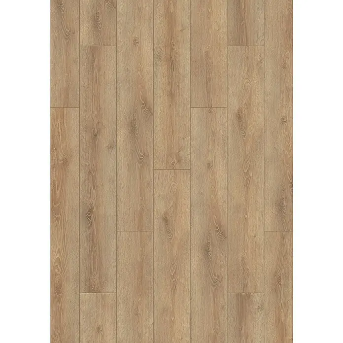 LOGOCLIC Family Laminatmuster Bilbao - 300 x 195 x 7 mm, Landhausdiele - Detailaufnahme eines Laminatbodens in Holzoptik, der eine warme und einladende Atmosphäre ausstrahlt.