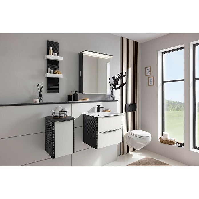 Camargue Marea Waschtischunterschrank (57,2 x 38,5 x 48 cm, Anthrazit/Weiß) | BAUHAUS