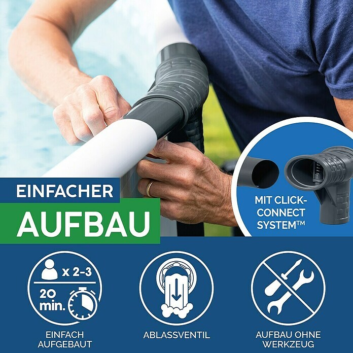 Bestway Opzetzwembad Steel Pro Max Set (Ø x h: 427 x 107 cm, Grijs, 13.030 l) | BAUHAUS